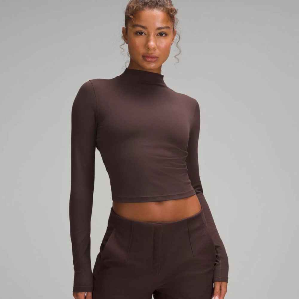 lululemon All Aligned Mock Neck Espresso Crop Top